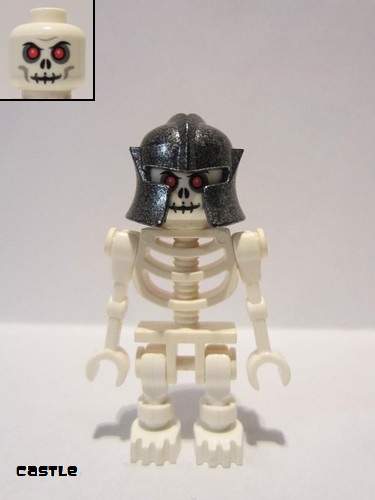 lego 2007 mini figurine cas329 Skeleton Warrior 3 White, Speckled Helmet 