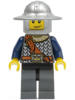 lego 2007 mini figurine cas336 Crown Knight Scale Mail With Chest Strap, Helmet with Broad Brim, Smirk and Stubble Beard 