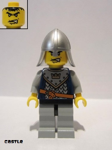 lego 2007 mini figurine cas338 Crown Knight Scale Mail With Crown, Helmet with Neck Protector, Scar Across Lip 