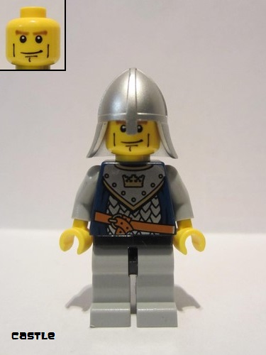 lego 2007 mini figurine cas339 Crown Knight Scale Mail With Crown, Helmet with Neck Protector, Vertical Cheek Lines 