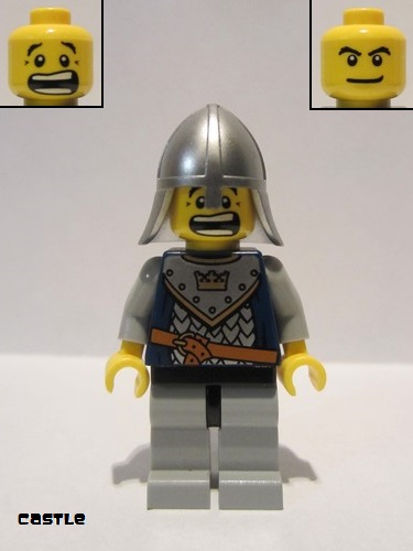 lego 2007 mini figurine cas341 Crown Knight Scale Mail With Crown, Helmet with Neck Protector, Dual Sided Head 