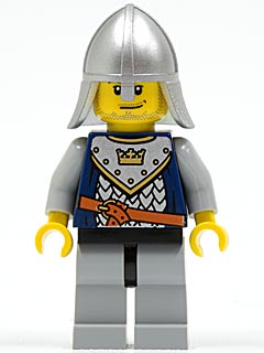 lego 2007 mini figurine cas342 Crown Knight Scale Mail With Crown, Helmet with Neck Protector, Smirk and Stubble Beard 