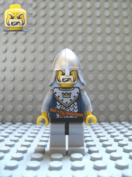 lego 2007 mini figurine cas343 Crown Knight Scale Mail With Crown, Helmet with Neck Protector, White Moustache and Beard 