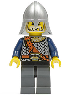 lego 2007 mini figurine cas348 Crown Knight Scale Mail With Chest Strap, Helmet with Neck Protector, White Moustache and Beard 