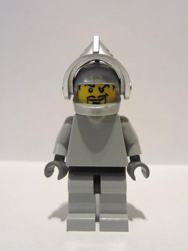 lego 2007 mini figurine cas350 Crown Knight Plain With Breastplate, Helmet with Visor, Curly Eyebrows and Goatee, Black Hips, Light Bluish Gray Legs 