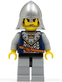 lego 2007 mini figurine cas360 Crown Knight Scale Mail With Crown, Helmet with Neck Protector, Black Messy Hair and Stubble 