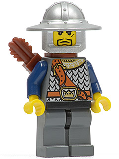lego 2007 mini figurine cas361 Crown Knight Scale Mail With Chest Strap, Helmet with Broad Brim, 3 Spots under Left Eye, Quiver 