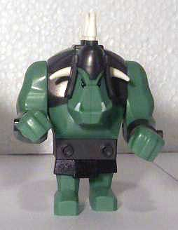 lego 2008 mini figurine cas364 Troll Sand Green with Pearl Dark Gray Armor and 5 White Horns, Big Figure 
