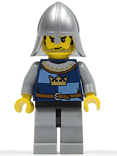lego 2008 mini figurine cas366 Crown Knight Quarters Helmet with Neck Protector, Black Messy Hair and Stubble 