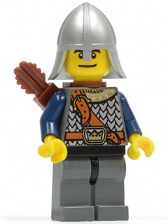 lego 2008 mini figurine cas383 Crown Knight Scale Mail With Chest Strap, Helmet with Neck Protector, Dual Sided Head, Quiver 
