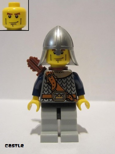 lego 2008 mini figurine cas386 Crown Knight Scale Mail With Chest Strap, Helmet with Neck Protector, Vertical Cheek Lines 