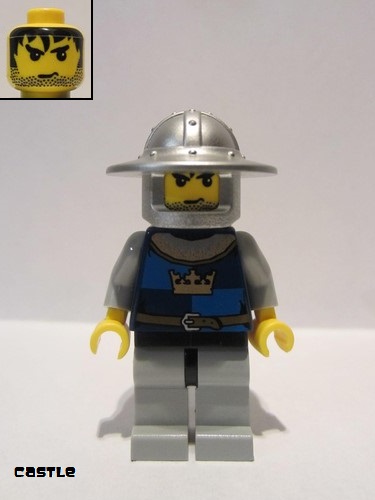 lego 2009 mini figurine cas418 Crown Knight Quarters Helmet with Broad Brim, Black Messy Hair and Stubble 