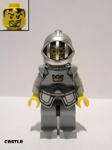 lego 2009 mini figurine cas419 Crown Knight Scale Mail With Crown, Breastplate, Grille Helmet, Curly Eyebrows and Goatee 