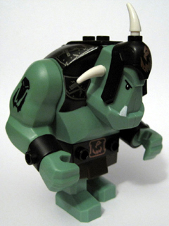 lego 2009 mini figurine cas424 Troll Sand Green with Black Armor, Big Figure 