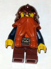 lego 2009 mini figurine cas431 Dwarf Dark Orange Beard, Copper Helmet with Studded Bands, Dark Blue Arms, Smirk and Stubble Beard 