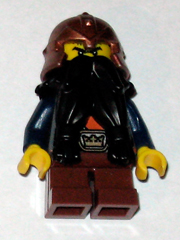 lego 2009 mini figurine cas433 Dwarf Black Beard, Copper Helmet with Studded Bands, Dark Blue Arms 