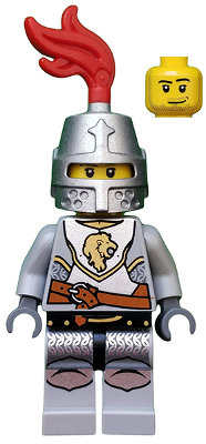lego 2010 mini figurine cas440 Lion Knight Breastplate With Lion Head and Belt, Helmet Closed, Smirk and Stubble Beard 