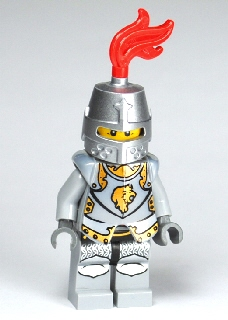 lego 2010 mini figurine cas443 Lion Knight Armor With Lion Head and Belt, Helmet Closed, Gray Beard 