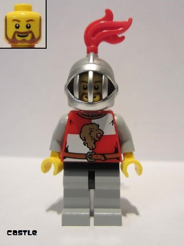 lego 2010 mini figurine cas444 Lion Knight Quarters Helmet with Fixed Grille, Brown Beard Rounded 