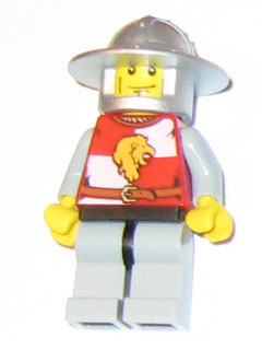 lego 2010 mini figurine cas446 Lion Knight Quarters Helmet with Broad Brim, Vertical Cheek Lines 