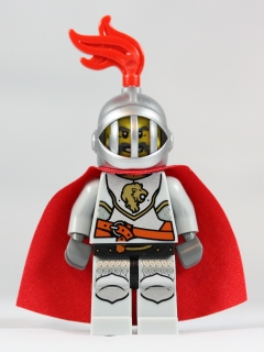 lego 2010 mini figurine cas459 Lion Knight Breastplate With Lion Head and Belt, Helmet with Fixed Grille, Cape 