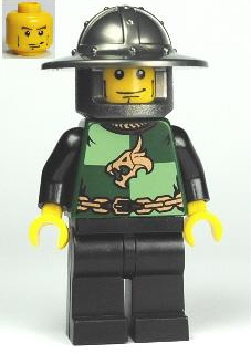 lego 2010 mini figurine cas465 Dragon Knight Quarters Helmet with Broad Brim, Vertical Cheek Lines 