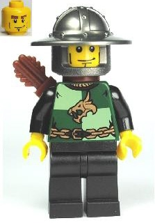 lego 2010 mini figurine cas466 Dragon Knight Quarters Helmet with Broad Brim, Vertical Cheek Lines, Quiver 