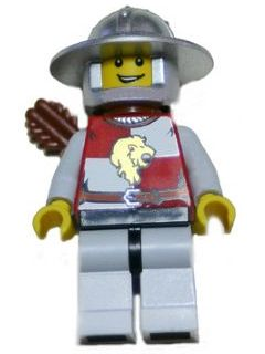 lego 2010 mini figurine cas474 Lion Knight Quarters Helmet with Broad Brim, Quiver, Open Grin 
