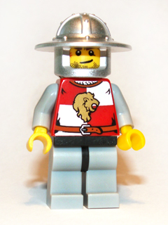 lego 2012 mini figurine cas513 Lion Knight Quarters Helmet with Broad Brim, Crooked Smile and Scar (Chess Pawn) 
