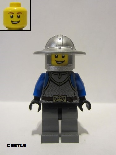 lego 2013 mini figurine cas517 King's Knight Scale Mail Crown Belt, Helmet with Broad Brim, Open Grin 