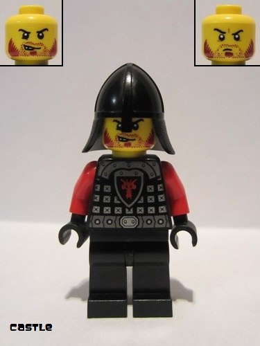 lego 2013 mini figurine cas518a Dragon Knight Scale Mail With Dragon Shield and Shoulder Armor, Helmet with Neck Protector, Angry Scowl 