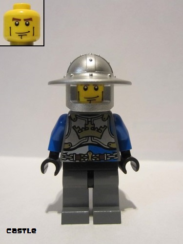 lego 2013 mini figurine cas520 King's Knight Breastplate With Crown and Chain Belt, Helmet with Broad Brim, Cheek Lines 