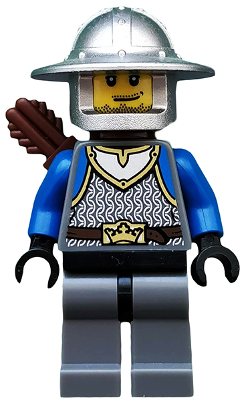 lego 2013 mini figurine cas531 King's Knight Scale Mail Crown Belt, Helmet with Broad Brim, Quiver, Smirk and Stubble Beard 