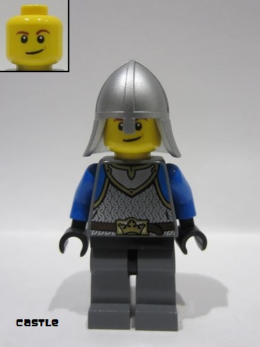 lego 2013 mini figurine cas536 King's Knight Scale Mail Crown Belt, Helmet with Neck Protector, Smirk 