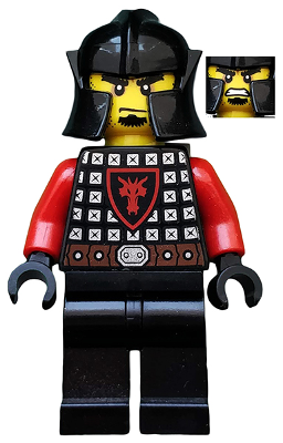 lego 2013 mini figurine cas537 Dragon Knight Scale Mail With Dragon Shield, Cheek Protection Helmet, Bushy Eyebrows 