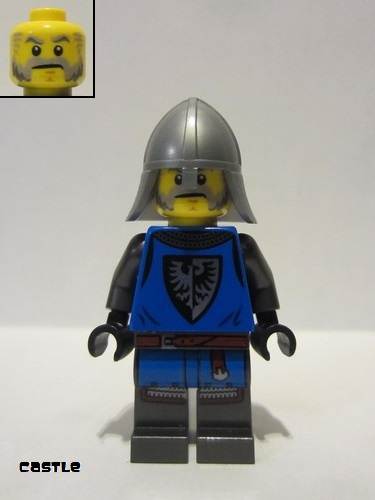 lego 2021 mini figurine cas554 Black Falcon Castle Guard Male, Flat Silver Neck-Protector 