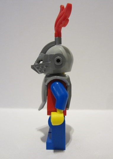 lego 2022 mini figurine cas559 Lion Knight Female, Armor over Red, Light Bluish Gray Helmet, Flat Silver Visor, Red Plume 