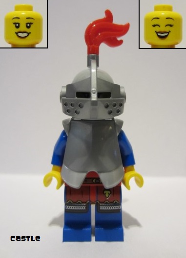 lego 2022 mini figurine cas559 Lion Knight Female, Armor over Red, Light Bluish Gray Helmet, Flat Silver Visor, Red Plume 