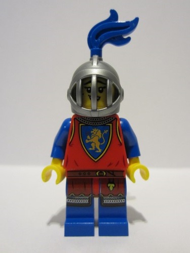 lego 2022 mini figurine cas567 Lion Knight Female, Flat Silver Helmet with Fixed Grille, Blue Plume 