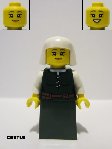 lego 2022 mini figurine cas570 Peasant Lady White Headdress 