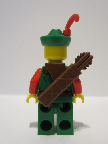 lego 2022 mini figurine cas571 Forestman Red, Green Hat, Red Feather, Quiver, Detailed Torso, Mustache 
