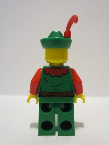 lego 2022 mini figurine cas571 Forestman Red, Green Hat, Red Feather, Quiver, Detailed Torso, Mustache 
