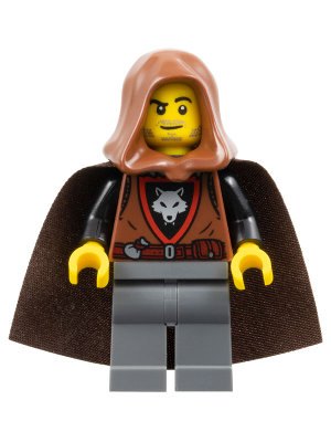 lego 2024 mini figurine cas585 Wolfpack Dark Bluish Gray Legs, Dark Brown Cape, Reddish Brown Hood (Crook) 