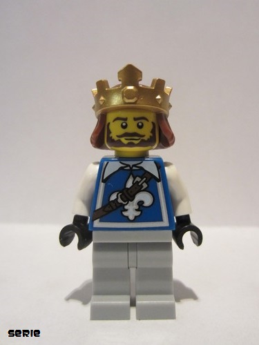 lego 2016 mini figurine col261 Warrior King with Fleur de Lis Vest, Crown, Dark Brown Beard 