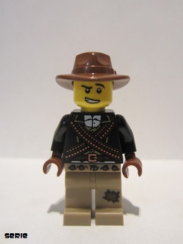 lego 2016 mini figurine col264 Warrior Male with Bandoliers, Dark Tan Legs with Patch, Fedora Hat 