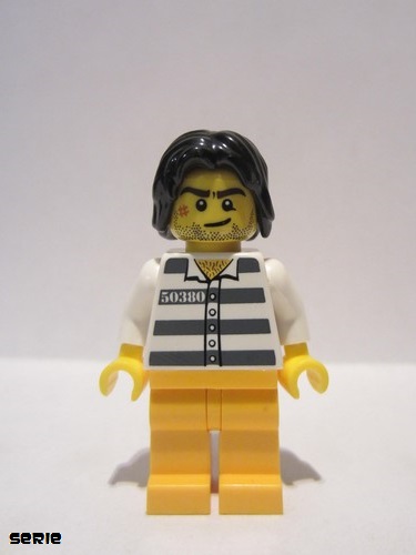 lego 2016 mini figurine col276 Police Jail Prisoner 50380 Prison Stripes, Tousled Hair 