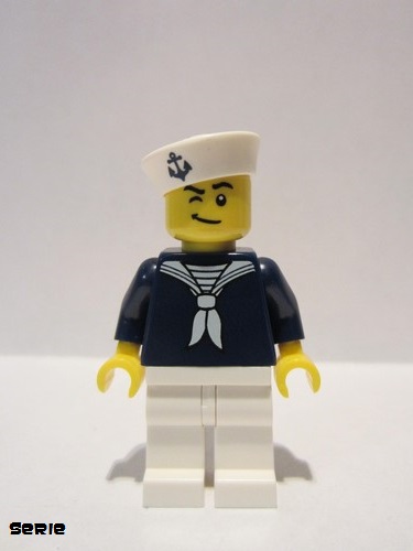 lego 2017 mini figurine col307 Sailor Dark Blue Shirt and Anchor on Cap 