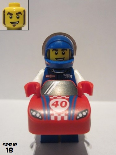 lego 2018 mini figurine col324 Race Car Guy . .
