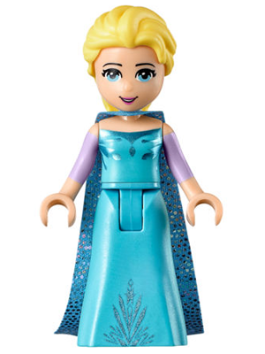 lego 2017 mini figurine dp034 Elsa Medium Blue Long Narrow Cape, Lavender Sleeves 