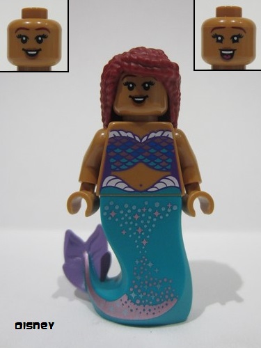 lego 2023 mini figurine dis110 Ariel Dark Red Hair 